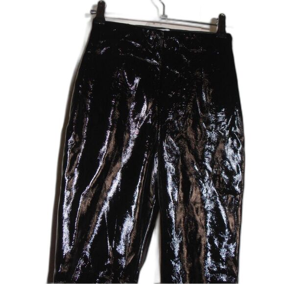 ASOS Size 0 Black High Shine Crinkle Pants • Sleek Club Vibes • Bold & Edgy - Picture 2 of 5